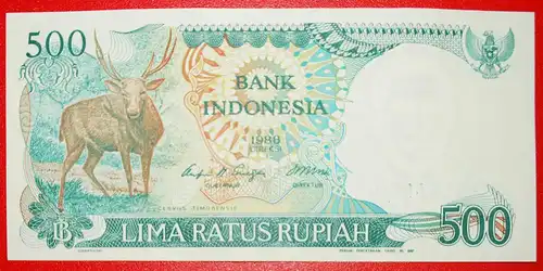 * HIRSCH: INDONESIEN ★ 500 RUPIAH 1988! KFR KNACKIG! * DEER: INDONESIA ★ UNC CRISP! 