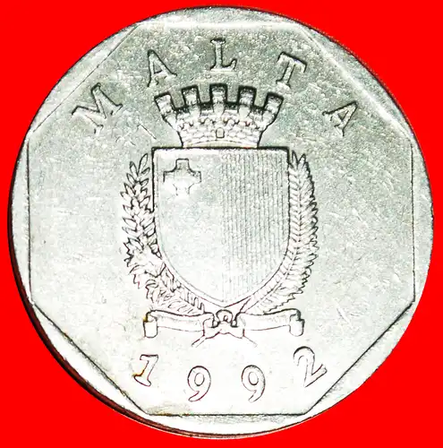 * SCHILD MIT KREUZ (1991-2007): MALTA★ 50 CENTS 1992!