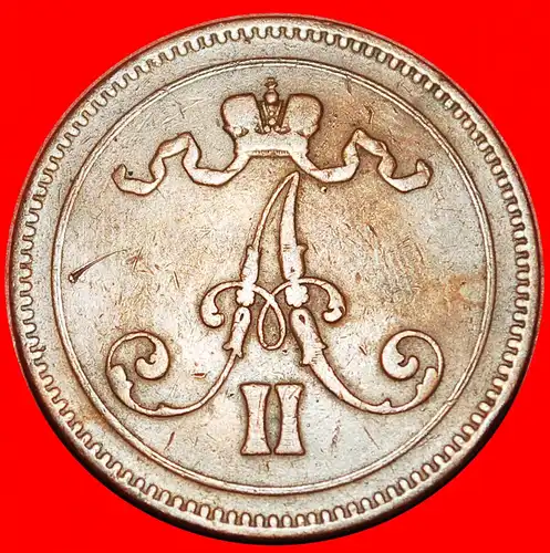 * ALEXANDER II. (1855-1881): FINNLAND (russland, künftig die UdSSR) ★ 10 PFENNIG 1865! UNGEWÖHNLICH! * FINLAND (russia, the USSR in future) ★UNUSUAL!