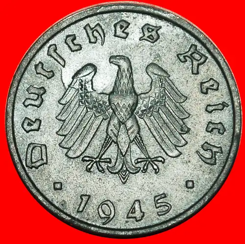 * OHNE SWASTIKA (1945-1948): DEUTSCHLAND ★ 10 PFENNIG 1945F UNGEWÖHNLICH! * WITHOUT SWASTIKA: GERMANY ★ UNCOMMON!  