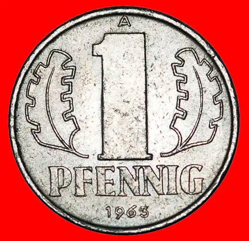 * HAMMER UND ZIRKEL (1960-1990): DEUTSCHLAND DDR ★ 1 PFENNIG 1963A! ENTDECKUNG MÜNZE!  * HAMMER AND COMPASS: GERMANY ★DISCOVERY COIN! 