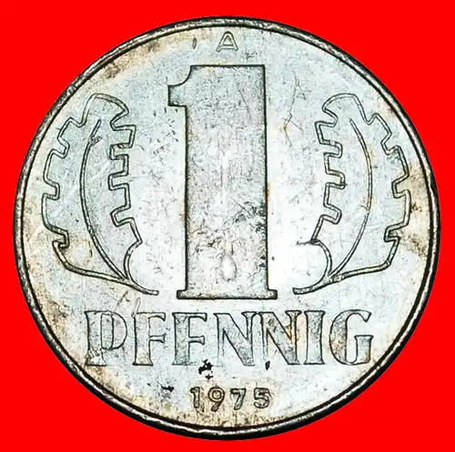 * HAMMER UND ZIRKEL (1960-1990): DEUTSCHLAND DDR ★ 1 PFENNIG 1975A! ENTDECKUNG MÜNZE!   * HAMMER AND COMPASS: GERMANY ★DISCOVERY COIN! 