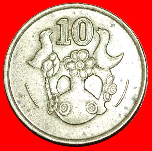 * GROSSBRITANNIEN (1983-2004): ZYPERN ★ 10 CENTS 1988! VASE MIT VÖGELN! * GREAT BRITAIN: CYPRUS ★ 