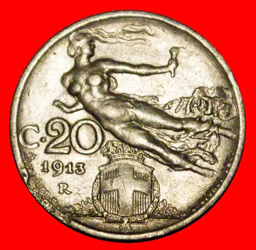 * FLACHE FACKEL (1907-1935): ITALIEN ★ 20 CENTESIMI 1913R! ENTDECKUNG MÜNZE! * ITALY ★ DISCOVERY COIN!