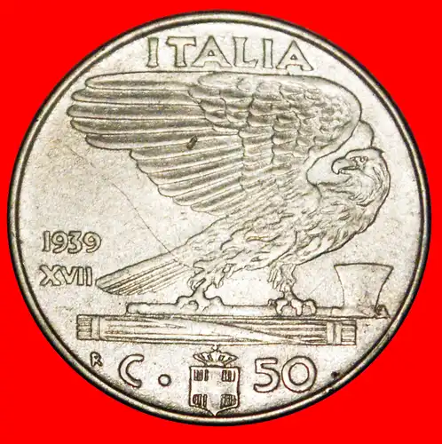 * SAVOYEN WAPPEN (1936-1943): ITALIEN ★ 50 CENTESIMI XVII 1939R! VIKTOR EMANUEL III. (1900-1946)! * ITALY ★ 