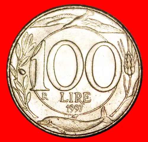 * VOGEL UND DELPHIN (1993-2001):  ITALIEN ★ 100 LIRE 1997R uSTG STEMPELGLANZ! * ITALY ★ 