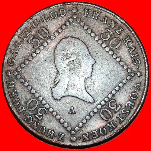 * TYP 1807-1811: ÖSTERREICH ★ 30 KREUZER 1807A UNVERÖFFENTLICHT! FRANZ I. (1792-1835) * AUSTRIA ★ UNCOMMON!