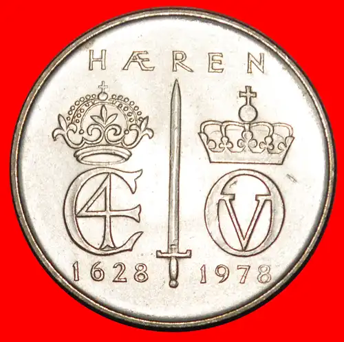 * SCHWERT: NORWEGEN ★ 5 KRONEN 1628-1978 STG STEMPELGLANZ! OLAV V. (1957-1991)  * SWORD: NORWAY ★ UNC MINT LUSTRE!