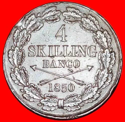 * NORWEGEN: SCHWEDEN ★ 4 SKILLING BANCO 1850 UNGEWÖHNLICH! OSKAR I. (1844-1859) * NORWAY: SWEDEN ★ UNCOMMON! 