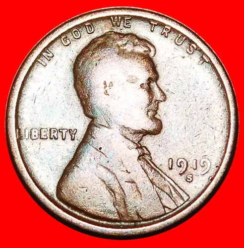 * WEIZEN PENNY (1909-1958): USA ★ 1 CENT 1919S! UNGEWÖHNLICH! LINCOLN (1809-1865) * WHEAT PENNY: USA ★ UNCOMMON!