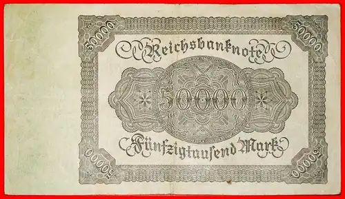 * REICHSBANKNOTE: DEUTSCHLAND ★ 50000 MARK 1922! * GERMANY ★