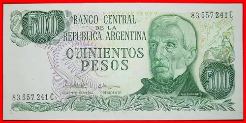 * SAN MARTIN (1778-1850): ARGENTINIEN ★ 500 PESOS (1977-1982)! KFR KNACKIG!    * ARGENTINA ★UNC CRISP! 