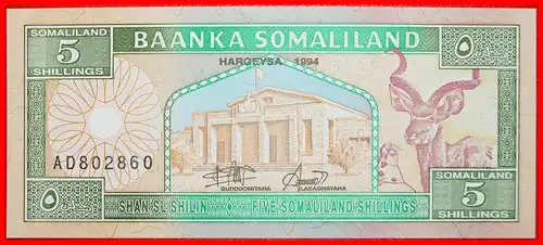 * JUNGFRAUENBRUST: SOMALILAND ★ 5 SCHILLING 1994 KFR KNACKIG! * ★ UNC CRISP! 