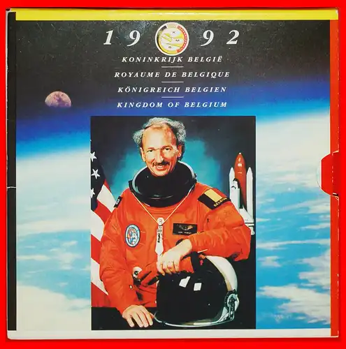 * ASTRONAUT VISCOUNT FRIMOUT USA: BELGIEN ★ KURSMÜNZENSATZ 1992 10 MÜNZEN MIT MEDAILLE! SELTEN! * BELGIUM ★10 COINS WITH MEDAL! RARE!