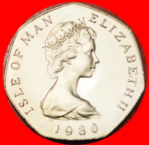 * GROSSBRITANNIEN: INSEL MAN ★  50 NEW PENCE 1980BB SCHIFF & WEIHNACHTEN BU! SELTEN! * GREAT BRITAIN: ISLE OF MAN ★ SCARCE!