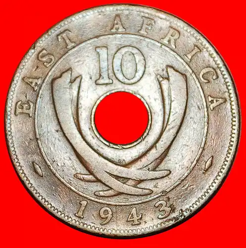 * SÜDAFRIKA: OSTAFRIKA ★ 10 CENTS 1943SA! GEORG VI. (1937-1952) KRIEGSZEIT (1939-1945)   * SOUTH AFRICA:  EAST AFRICA ★