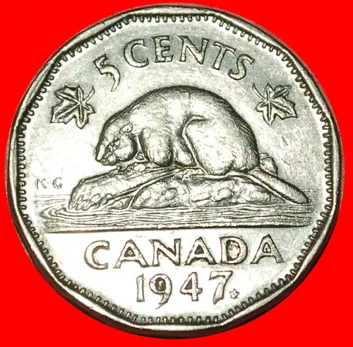 * AHORNBLATT (1948): KANADA ★ 5 CENTS 1947! GEORG VI. (1937-1952)  * MAPLE LEAF: CANADA ★