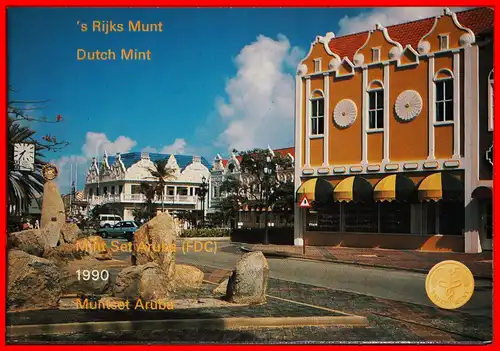 * NIEDERLANDE: ARUBA ★ 5-10-25-50 CENT 1- 2 1/2 FLORIN 1990 FDC STEMPELGLANZ!   * NETHERLANDS: ARUBA ★ FDC SET! MINT LUSTRE!