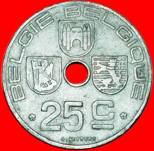 * BESETZUNG von DEUTSCHLAND: BELGIEN ★ 25 CENTIMES 1942 BELGIE-BELGIQUE! LEOPOLD III. (1934-1950) *OCCUPATION by GERMANY★ BELGIUM  