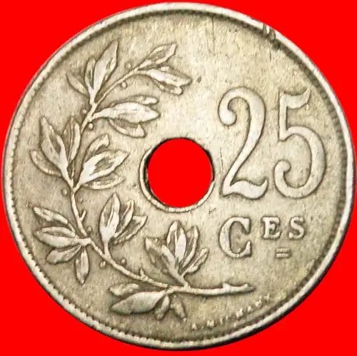 * FRANZÖSISCHE LEGENDE: BELGIEN ★ 25 CENTIMES 1923! ALBERT I. (1909-1934)  * BELGIUM  ★ 