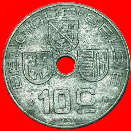 * BESETZUNG von DEUTSCHLAND ~ FRANZÖSISCHE LEGENDE: BELGIEN ★ 10 CENTIMES 1943! LEOPOLD III. (1934-1950) * OCCUPATION by GERMANY:  BELGIUM  ★ 