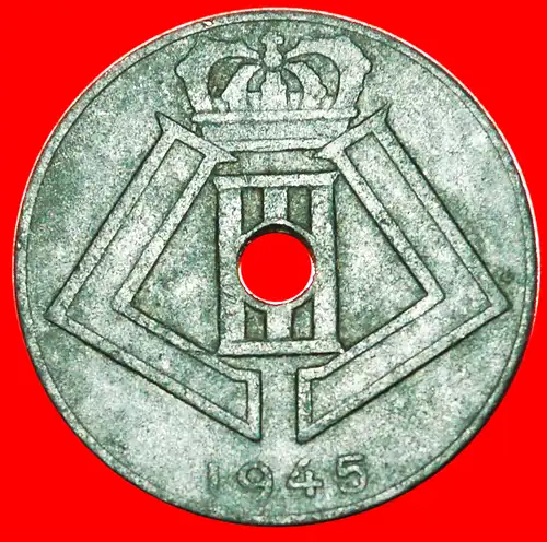 * BESETZUNG von DEUTSCHLAND ~ HOLLÄNDISCHE LEGENDE: BELGIEN ★ 10 CENTIMES 1945! LEOPOLD III. (1934-1950) * OCCUPATION by GERMANY:  BELGIUM  ★ 