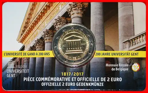 * GLEICHBERECHTIGUNGSPROPAGANDA: BELGIEN ★ 2 EURO 1817 2017! UNGEWÖHNLICHE MÜNZKARTE STG STEMPELGLANZ! * EQUALITY PROPAGANDA: BELGIUM ★UNCOMMON 