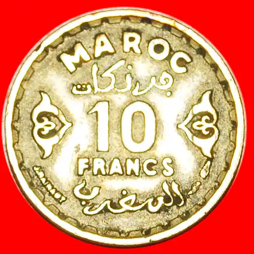 * PROTEKTORAT VON FRANKREICH★ MAROKKO ★ 10 FRANC (1952) 1371! MOHAMED V. (1927-1955)! * PROTECTORATE of FRANCE★ MOROCCO ★