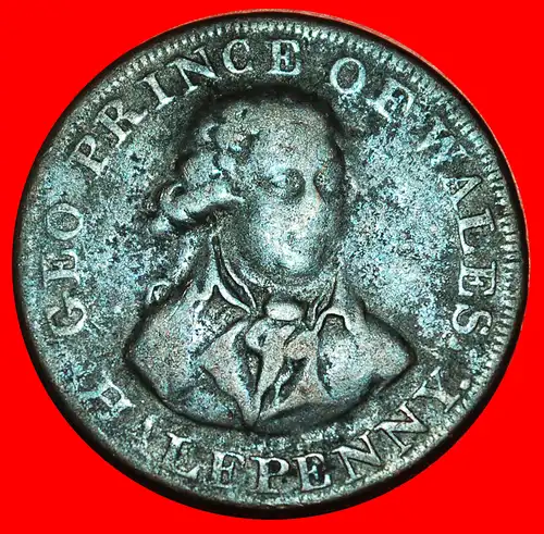 * CONDER PENNY: IRLAND und GROSSBRITANNIEN ★ HALBER PENNY (1787-1797) GEO PRINCE OF WALES! * CONDER PENNY: IRELAND and GREAT BRITAIN ★