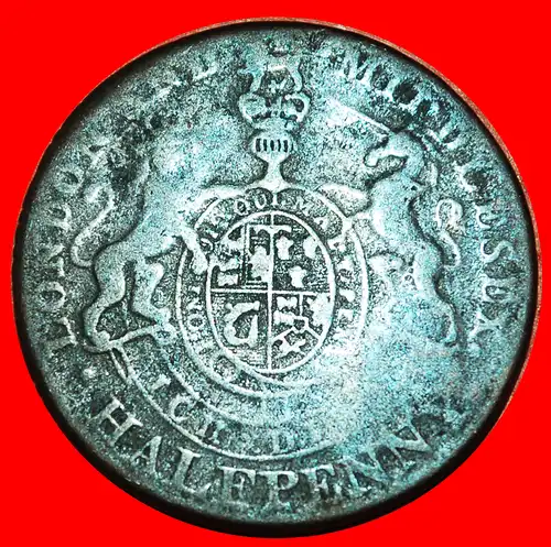 * CONDER PENNY: IRLAND und GROSSBRITANNIEN ★ HALBER PENNY (1787-1797) GEO PRINCE OF WALES! * CONDER PENNY: IRELAND and GREAT BRITAIN ★