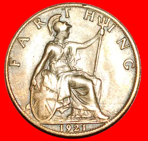 * HERRIN DER SEEN: GROSSBRITANNIEN ★ FARTHING 1921! GEORG V. (1911-1936) * MISTRESS OF SEAS: UNITED KINGDOM ★ GREAT BRITAIN