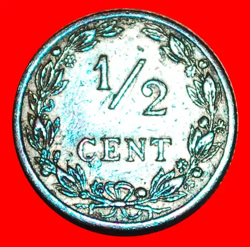 * WUCHERND LÖWE (1903-1906): NIEDERLANDE ★ 1/2 CENT 1906! WILHELMINA (1890-1948) * RAMPANT LION  NETHERLANDS ★ 