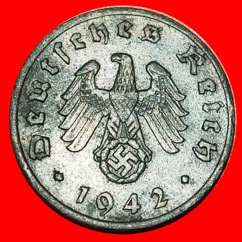 * HAKENKREUZ: DEUTSCHLAND ★ 1 PFENNIG 1942A! 3. REICH 1933-1945 * SWASTIKA: GERMANY ★