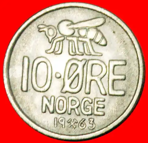 * HONIGBIENE (1959-1973): NORWEGEN ★ 10 OERE 1963! OLAV V. (1957-1991) *NORWAY ★