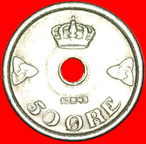 * ROSEN (1926-1949): NORWEGEN ★ 50 OERE 1945 HAAKON VII. (1905-1957)!  *NORWAY ★