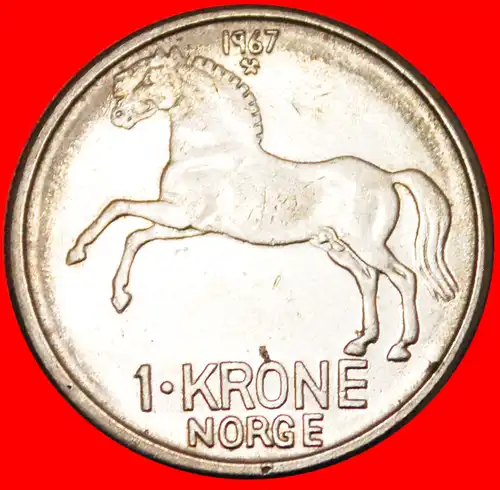 * PFERD (1958-1973): NORWEGEN ★ 1 KRONE 1967! OLAV V. (1957-1991) * NORWAY ★ 