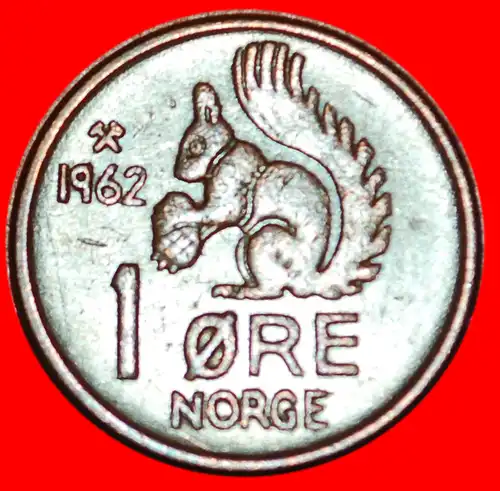 * EICHHÖRNCHEN (1958-1972): NORWEGEN ★ 1 OERE 1962! OLAV V. (1957-1991) * NORWAY ★ 