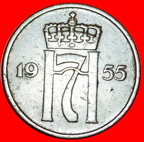 * KRONE (1952-1957): NORWEGEN ★ 5 OERE 1955! HAAKON VII. (1905-1957)! * NORWAY ★ 