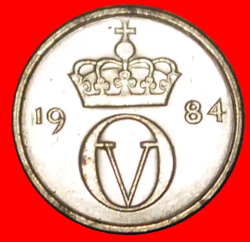 * GROSSES MONOGRAMM (1974-1987): NORWEGEN ★ 10 OERE 1984 VZGL STEMPELGLANZ! OLAV V. (1957-1991)  * NORWAY ★