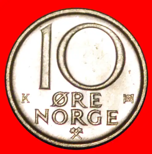 * GROSSES MONOGRAMM (1974-1987): NORWEGEN ★ 10 OERE 1986 VZGL STEMPELGLANZ! OLAV V. (1957-1991) * NORWAY ★