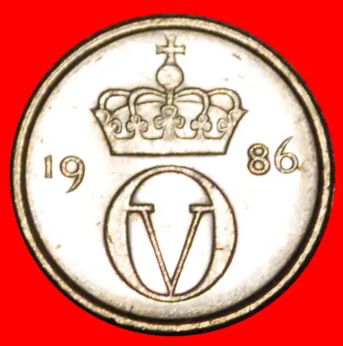 * GROSSES MONOGRAMM (1974-1987): NORWEGEN ★ 10 OERE 1986 VZGL STEMPELGLANZ! OLAV V. (1957-1991) * NORWAY ★