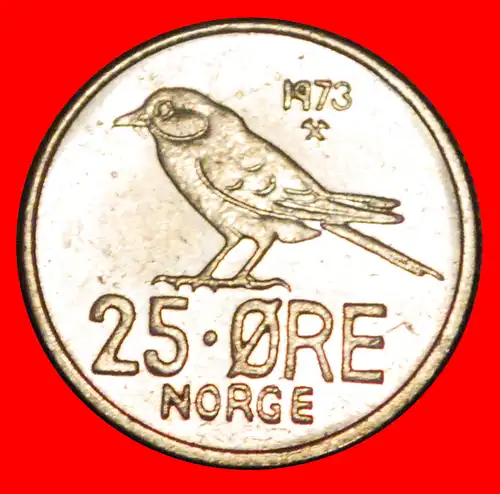 * VOGEL (1958-1973): NORWEGEN ★ 25 OERE 1973 VZGL STEMPELGLANZ! OLAV V. (1957-1991)   * NORWAY ★