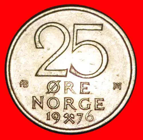 * GROSSES MONOGRAMM (1974-1982): NORWEGEN ★ 25 OERE 1976 VZGL STEMPELGLANZ! OLAV V. (1957-1991)  * NORWAY ★