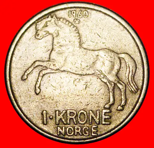 * PFERD (1958-1973): NORWEGEN ★ 1 KRONE 1960 UNVERÖFFENTLICHT! OLAV V. (1957-1991) * NORWAY ★UNCOMMON!