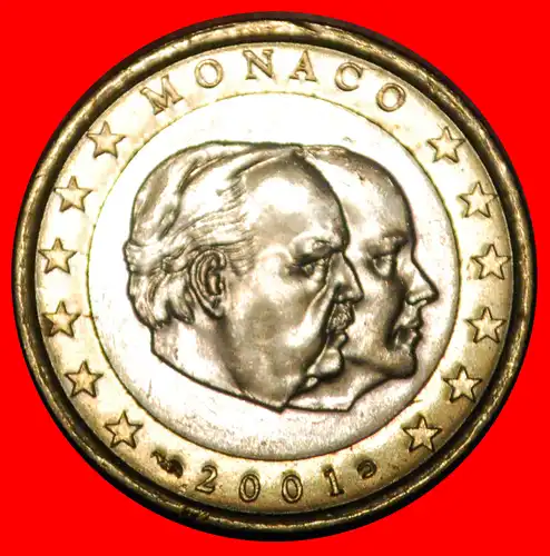 * FRANKREICH (2001-2004): MONACO ★ 1 EURO 2001 STG STEMPELGLANZ! UNGEWÖHNLICH! RAINIER III. (1949-2005)  * FRANCE: MONACO ★  UNCOMMON!