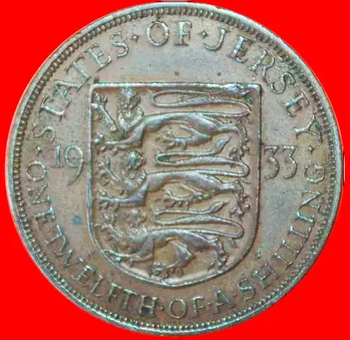 * GROSSBRITANNIEN GEORG V. (1911-1936) ★JERSEY 1/12 SHILLING 1933! INTERESSANTER TYP! * GREAT BRITAIN: JERSEY ★