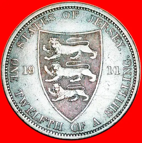 * GROSSBRITANNIEN: JERSEY ★ ALTE TYP 1/12 SHILLING 1911!  * GREAT BRITAIN: JERSEY ★