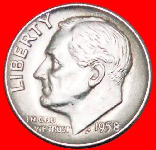 * ENTDECKUNG MÜNZE: USA ★ 10 CENT SILBER 1958D ROOSEVELT (1858-1945)! * DISCOVERY COIN: USA ★ SILVER 