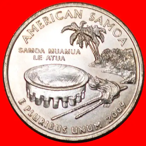 * AMERICAN SAMOA★ USA★ 1/4 DOLLAR 2009P★STG STEMPELGLANZ von der Rolle!