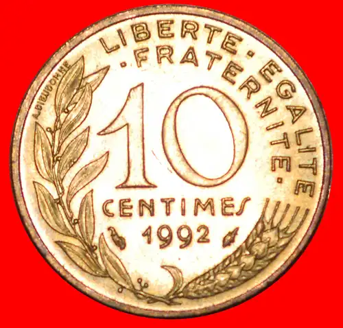 * DELFIN (1962-2001): FRANKREICH ★ 10 CENTIMES 1992 STG STEMPELGLANZ! * DOLPHIN: FRANCE ★